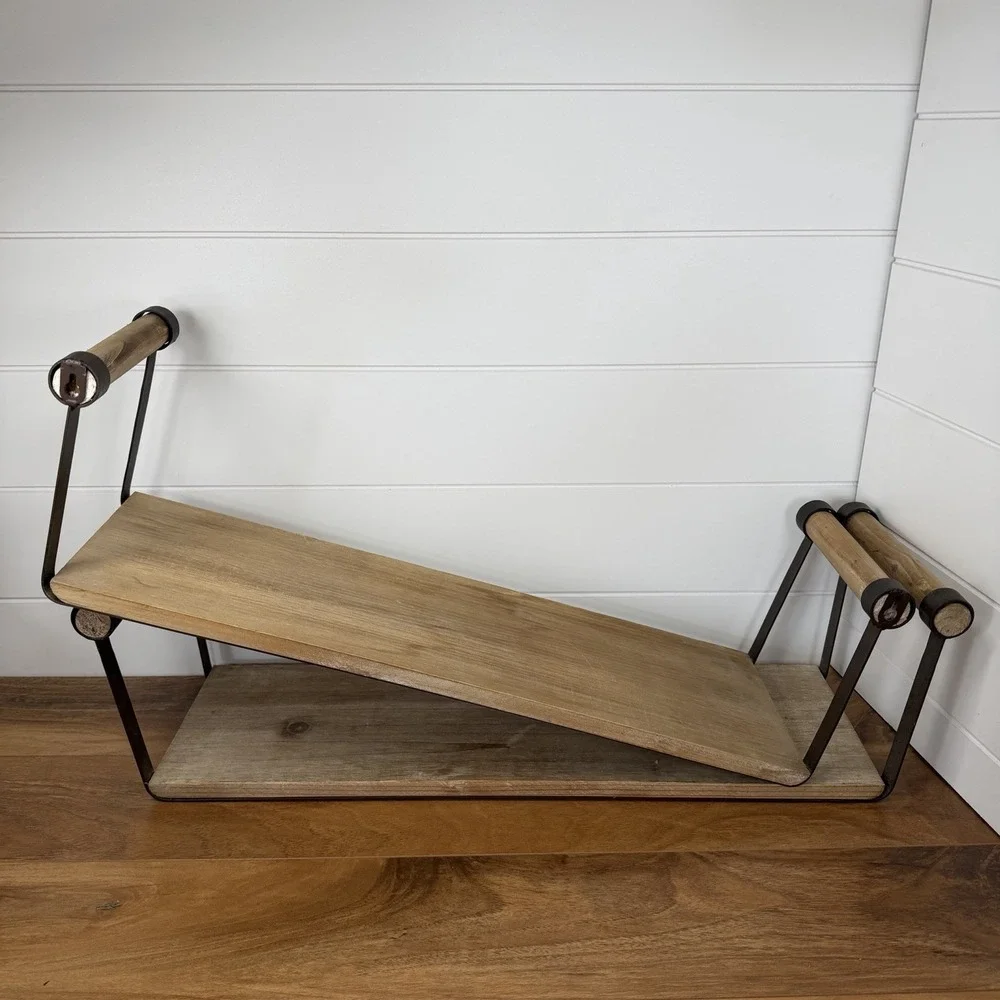 Rustic Farmhouse Large Floating Wall Shelves (2) Metal Wood Cottagecore Prairie